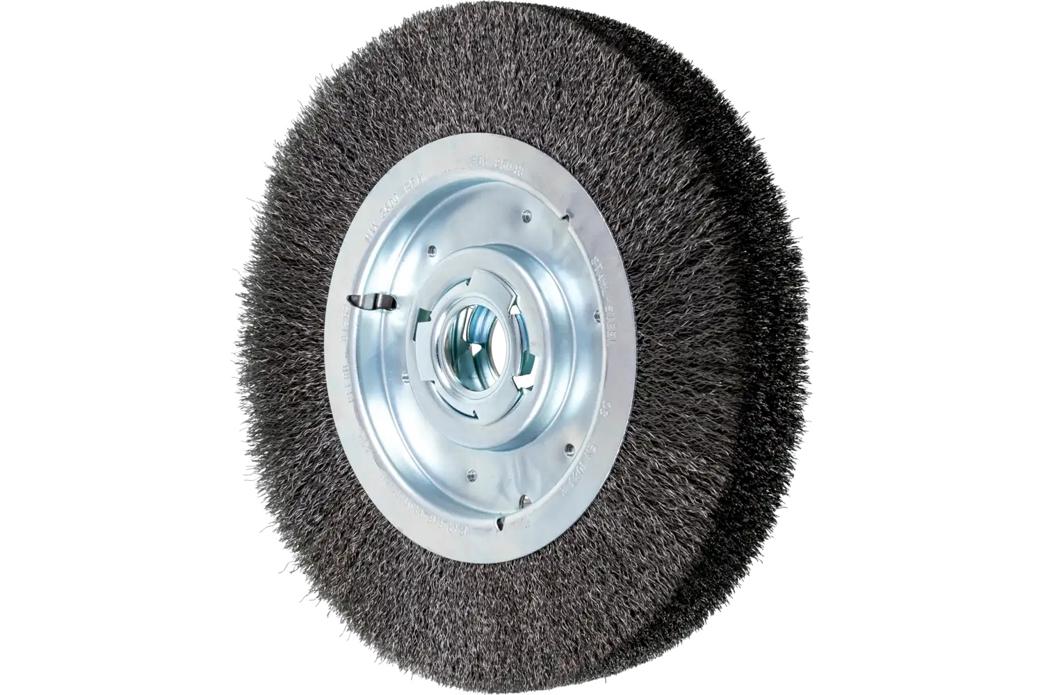 Picture of Pferd Crimped Wire Wheel Brush 10" Dia Wide Face .010 Carbon Steel 2" Keyed Arbor